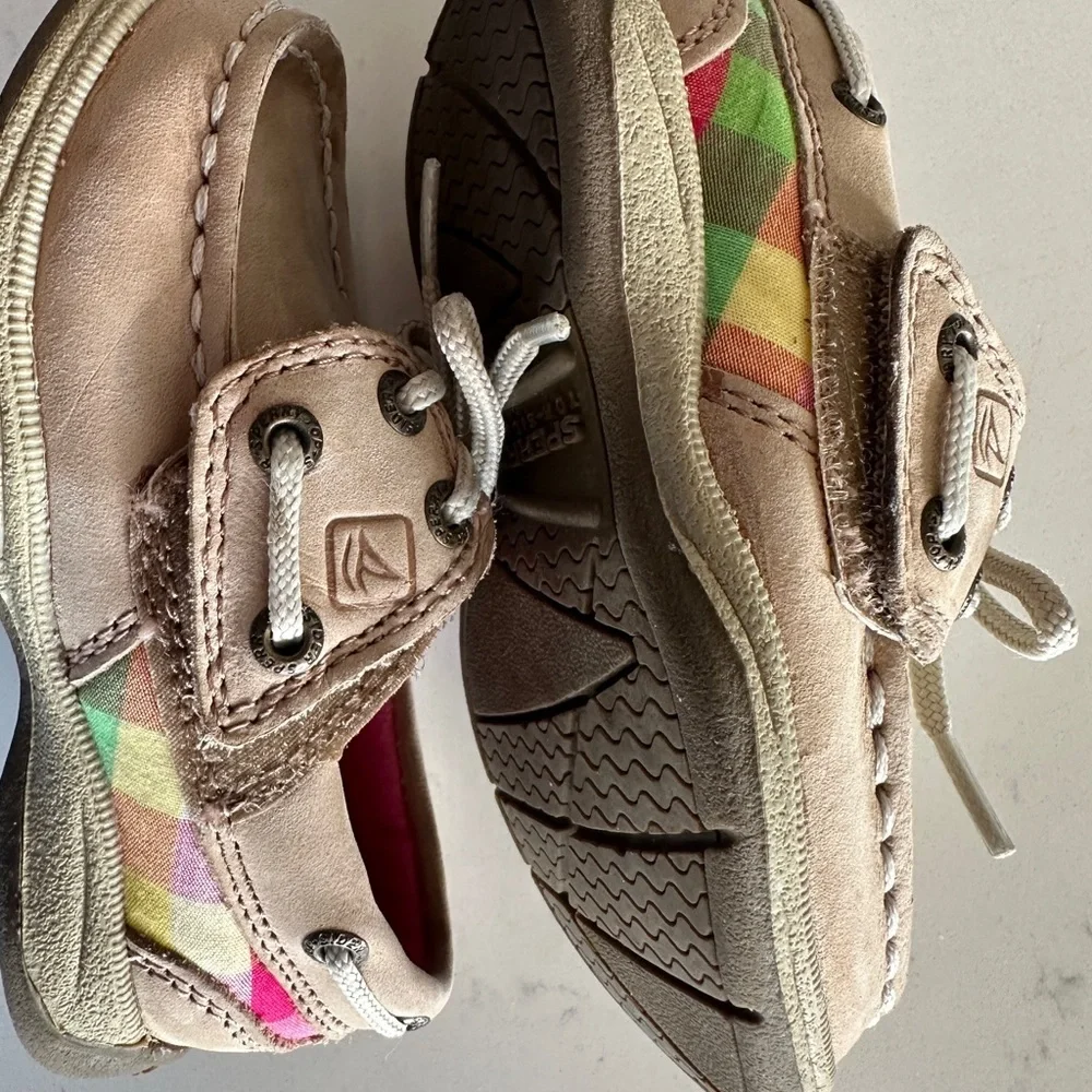 Sperry Kids' Tan Moccasins with Pink Lining